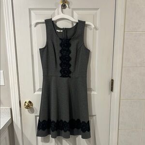 Maurices Charcoal Dress with Black Lace Trim